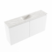 MONDIAZ TURE-DLUX Meuble toilette - 100cm - Talc - EDEN - vasque Ostra - position centrale - sans trou de robinet SW1104673