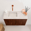 Mondiaz JOYA-DLUX 60cm toiletmeubel - kleur Ruby - Wastafel FAYE positie Links Zonder kraangat kleur Ostra. SW1423778