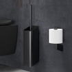 Geesa Shift Toiletborstel met houder Zwart metaal geborsteld (zwarte deksel en borstel) SW641520