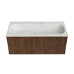 MONDIAZ KURVE-DLUX 100cm Meuble salle de bain - couleur Walnut - 1 tiroir - vasque BIG MEDIUM centre - sans trou de robinet - couleur Opalo SW1137719