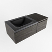 MONDIAZ BUKLA 100cm ensemble de meuble avec module 40 couleur Marron Foncé avec 2 tiroirs. Lavabo CLOUD gauche 0 trou de robinet couleur Urban. SW1382038