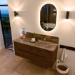 Mondiaz CIRO-DLUX Badkamermeubelset - 130x45x50cm - Solid surface wastafel Oza - 1 wasbak Rechts - zonder kraangaten - 4 lades - Dusk SW1533275