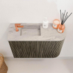 Mondiaz JOYA-DLUX 61.6cm toiletmeubel - ronding rechts kleur Shadow - Wastafel FAYE positie Links 1 kraangat kleur Glace. SW1422796
