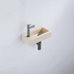 FugaFlow Eccelente Pietra Ensemble fontaine - 37,5x18,5x9cm - céramique - trou de robinet à gauche - robinet de fontaine gunmetal - bouchon de vidange - siphon abaissé - Beige Mat SW1469029