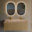 MONDIAZ KURVE-DLUX Meuble de salle de bains 120cm couleur Dusk avec 1 tiroir et 0 portes. Lavabo BIG LARGE Central 2 trous de robinet Arena. SW1431378