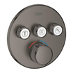 GROHE Grohtherm SmartControl Ensemble de douche encastrable - thermostatique - pommeau de douche rond - douchette stick - Hard graphite brossé SW909600