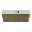 Mondiaz JOYA-DLUX Meuble de salle de bains 103.2cm - arrondis gauche et droite couleur Dusk - Vasque FAYE position Milieu 1 trou de robinet couleur Opalo. SW1423379