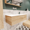 MONDIAZ LUSH Ensemble de meuble salle de bain - 100cm - 1 tiroir - lavabo cloud - vasque centrale - 0 trous de robinet - chêne blanchi SW409406