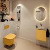 MONDIAZ TURE-DLUX meuble de toilettes 40 cm Ocher. EDEN lavabo Opalo position droite. Sans trou de robinet. SW1104392