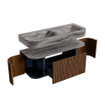 MONDIAZ THOR-DLUX 120cm meuble de salle de bains arrondi gauche + droite couleur Walnut avec 1 tiroir et 2 portes. Vasque suspendue CLOUD Double sans trou de robinet couleur Sombra. SW1463648