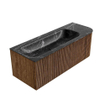 MONDIAZ KURVE-DLUX 125cm Meuble salle de bain avec module 25 D - couleur Walnut - 1 tiroir - 1 porte - vasque BIG MEDIUM gauche - 1 trou de robinet - couleur Lava SW1137231