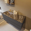 Mondiaz VICA-DLUX Ensemble de meuble de salle de bain - 120cm - meuble sous-vasque gris foncé - 2 tiroirs - lavabo encastré cloud gauche - 1 trou de robinet - version haute de 60cm - lave SW1086040