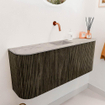 Mondiaz JOYA-DLUX Meuble de salle de bains 103.2cm - arrondis gauche et droite couleur Shadow - Vasque FAYE position Milieu Sans trou de robinet couleur Glace SW1422810