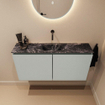 MONDIAZ TURE-DLUX Meuble toilette - 100cm - Greey - EDEN - vasque Lava - position centrale - sans trou de robinet SW1103831