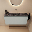 MONDIAZ TURE-DLUX meuble WC 100 cm Greey. Lavabo EDEN Lava position centrale. Sans trou de robinet. SW1103831