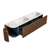 MONDIAZ KURVE-DLUX 175cm Meuble salle de bain avec module 25 G - couleur Walnut - 2 tiroirs - 1 porte - vasque STOR SMALL double / droite - sans trou de robinet - couleur Frappe SW1137517