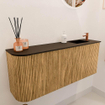 Mondiaz JOYA 101.6cm toiletmeubel - ronding links kleur Oak - Wastafel FAYE positie Rechts 1 kraangat kleur Urban. SW1421237