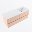Mondiaz VICA ensemble de meuble de salle de bain - 120cm - meuble sous vasque rosee - 4 tiroirs - lavabo cloud droite - sans trous de robinet - version haute de 60cm - talc SW1083310