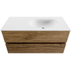 Mondiaz VICA 100cm badmeubel onderkast Chai 2 lades. Wastafel MOON rechts zonder kraangat, kleur Talc. SW1174848
