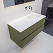 Mondiaz VICA ensemble de meuble de salle de bain - 100cm - meuble sous-vasque armée - 2 tiroirs - lavabo lune droite - sans trou de robinet version XL 60cm de haut SW1090006