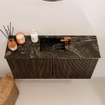 Mondiaz JOYA-DLUX 80cm meuble de salle de bains - couleur Walnut - Vasque FAYE position Milieu 1 trou de robinet couleur Lava SW1422461