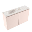 MONDIAZ TURE-DLUX Meuble WC 80 cm Rosee. EDEN lavabo Frappe position gauche. Sans trou de robinet. SW1102939