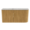 Mondiaz JOYA-DLUX 81.6cm toiletmeubel - ronding rechts kleur Oak - Wastafel FAYE positie Links Zonder kraangat kleur Glace. SW1422016