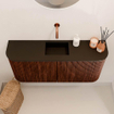 Mondiaz JOYA Meuble de toilette 93,2 cm - arrondis gauche et droite couleur Ruby - Lavabo FAYE position Milieu Sans trou de robinet couleur Urban SW1421914