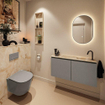 MONDIAZ TURE-DLUX Meuble toilette - 100cm - Smoke - EDEN - vasque Frappe - position droite - 1 trou de robinet SW1103076