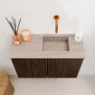 Mondiaz JOYA-DLUX 60cm toiletmeubel - kleur Walnut - Wastafel FAYE positie Rechts Zonder kraangat kleur Saba. SW1424638