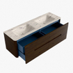 Mondiaz CIRO-DLUX Ensemble de meuble de salle de bains - 150x45x50cm - Lavabo en solid surface Nata - 2 vasques double - 2 trous de robinet - 4 tiroirs - Noyer SW1530567