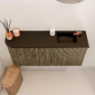 Mondiaz JOYA 91.6cm meuble de salle de bains - arrondi gauche couleur Dusk - Vasque FAYE position Droite 1 trou de robinet couleur Urban. SW1421707
