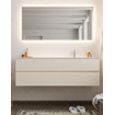 Mondiaz VICA ensemble de meuble de salle de bain - 150cm - meuble sous-vasque lin - 2 tiroirs - lavabo lune droite - 1 trou de robinet - miroir LED - version XL 60cm haut SW1098291