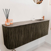 Mondiaz JOYA-DLUX Meuble de salle de bains 111.6cm - arrondi gauche couleur Shadow - Lavabo FAYE position Droite 1 trou de robinet couleur Oza SW1425071