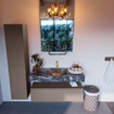 Mondiaz ALAN-DLUX Ensemble de meuble - 110cm - meuble Smoke mat - 1 tiroir - Lavabo Cloud Lava suspendu - vasque Centre - 1 trou de robinet SW808186