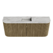 Mondiaz JOYA-DLUX Meuble de salle de bains 103.2cm - arrondi gauche et droite couleur Dusk - Vasque FAYE position Milieu 1 trou de robinet couleur Glace. SW1423199