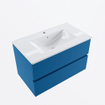 Mondiaz VICA Ensemble de meuble de salle de bain - 80cm - meuble sous-vasque jeans - 2 tiroirs - lavabo denia milieu - 1 trou de robinet - version haute de 60cm - blanc brillant SW1080264