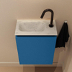 MONDIAZ TURE-DLUX Meuble toilette - 40cm - Jeans - EDEN - vasque Opalo - position gauche - 1 trou de robinet SW1104369