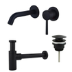 Fortifura Calvi Slim Kit mitigeur lavabo - robinet encastrable - bonde clic clac - siphon design - Noir mat SW915266