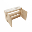 MONDIAZ TURE-DLUX Meuble toilette - 80cm - Washed Oak - EDEN - vasque Glace - position droite - sans trou de robinet SW1103579