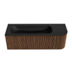 MONDIAZ KURVE 135cm Meuble salle de bain avec module 25 D - couleur Walnut - 1 tiroir - 1 porte - vasque BIG MEDIUM gauche - 1 trou de robinet - Urban SW1138509