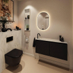 MONDIAZ TURE-DLUX Meuble toilette - 100cm - Urban - EDEN - vasque Opalo - position gauche - 1 trou de robinet SW1104169