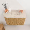 Mondiaz JOYA-DLUX 51.6cm toiletmeubel - ronding links kleur Oak - Wastafel FAYE positie Rechts 1 kraangat kleur Frappe. SW1421906