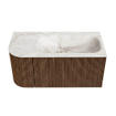 MONDIAZ KURVE-DLUX 95cm Meuble salle de bain avec module 25 G - couleur Walnut - 1 tiroir - 1 porte - vasque BIG SMALL droite - 1 trou de robinet - couleur Frappe SW1137418