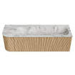 MONDIAZ KURVE-DLUX 145cm Meuble salle de bain avec module 25 G - couleur Oak - 1 tiroir - 1 porte - vasque BIG LARGE droite - sans trou de robinet - couleur Glace SW1137947