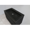 Basic Bella Meuble salle de bains avec lavabo acrylique Noir avec miroir 80x55x46cm sans trous de robinet Noir mat SW491868