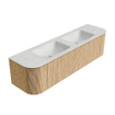 MONDIAZ KURVE-DLUX 170cm Meuble salle de bain avec module 25 G et D - couleur Oak - 1 tiroir - 2 portes - vasque LEAF double - sans trou de robinet - couleur Opalo SW1137556