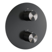 BRAUER Gunmetal Carving douche de pluie encastrée thermostatique - 3 voies - ronde - set 96 - pomme de douche 30cm - bras de plafond - douchette 3 jets - flexible de douche - barre de douche intégrée - gunmetal brossé PVD SW1159135