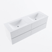 Mondiaz VICA Ensemble meuble de salle de bains - 140cm - 4 tiroirs - lavabo CLOUD - double - 2 trous de robinet - Talc SW1182441