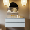 MONDIAZ VICA-DLUX Ensemble meuble de salle de bains - 110cm - meuble bas clay - 2 tiroirs - lavabo encastré cloud gauche - sans trous de robinet - version haute 60cm - glace SW1088154